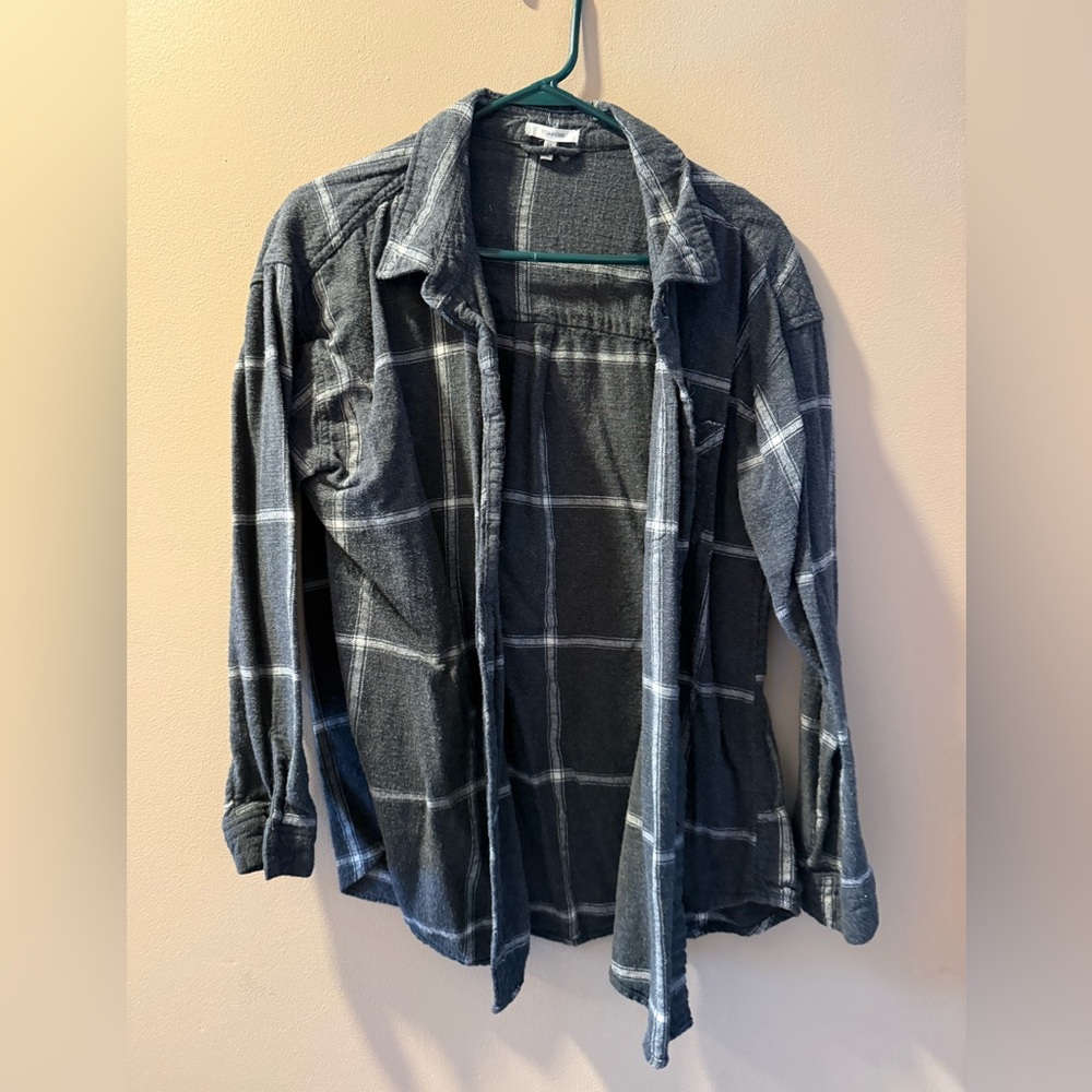Maurices Dark Gray Checkered Button Down Shirt